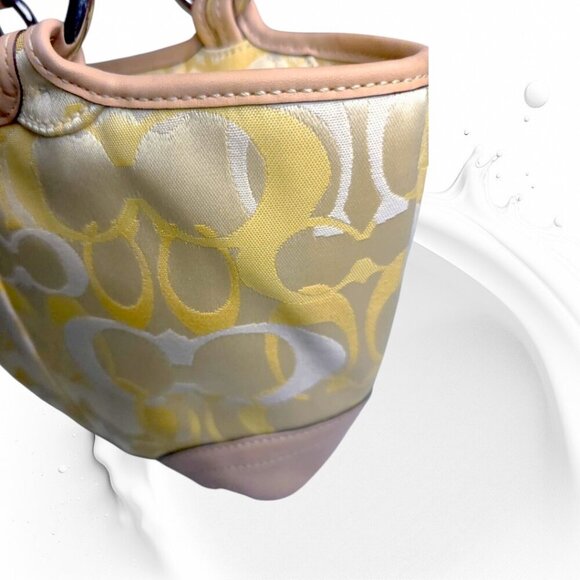 Vintage COACH small Tote vachetta leather and wristlet set yellow - Picture 12 of 15